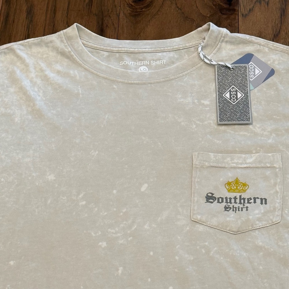Southern Shirt Mens Island Lager‎ Pocket Tee Snow Wash LG  NWT